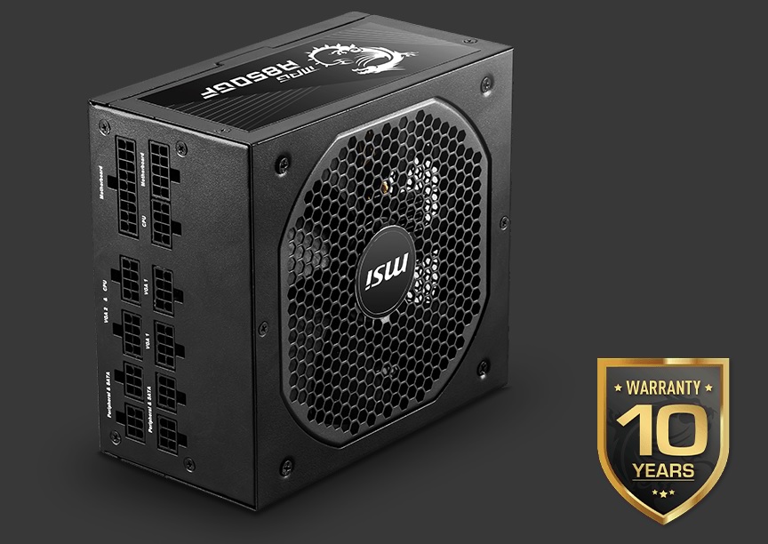 MSI MPG A850GF Power Supply Rated 850W 100-240V Gold PFC 120mm